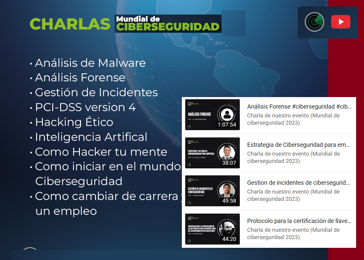 20 Charlas gratuitas de ciberseguridad con especialistas de multiples paises - Mundial de Ciberseguridad